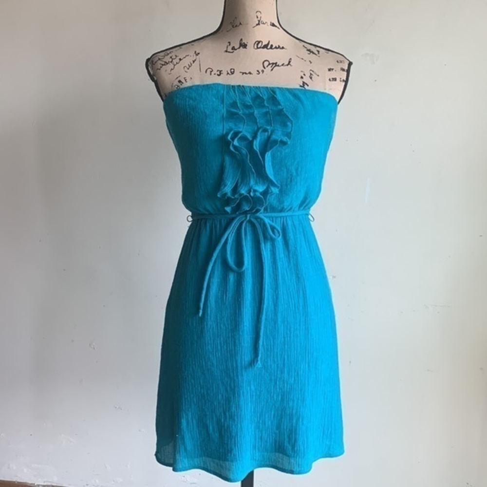 Speechless Strapless Ruffled Turquoise Dress Sz Medium